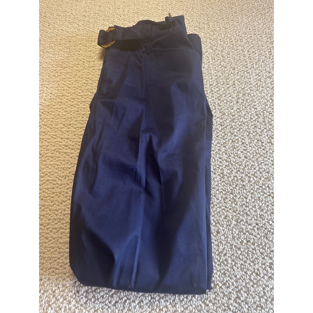 Lauren Ralph Lauren Navy Blue Trousers Size 6 Gold Buckle Straight Leg Pants